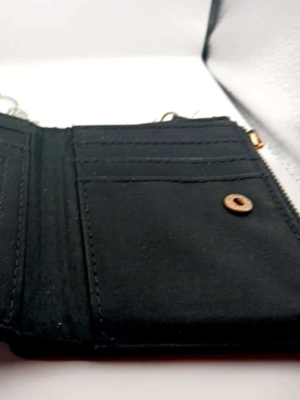 Black + White Skater Checkered Wallet with Removable Card Holder + Chain